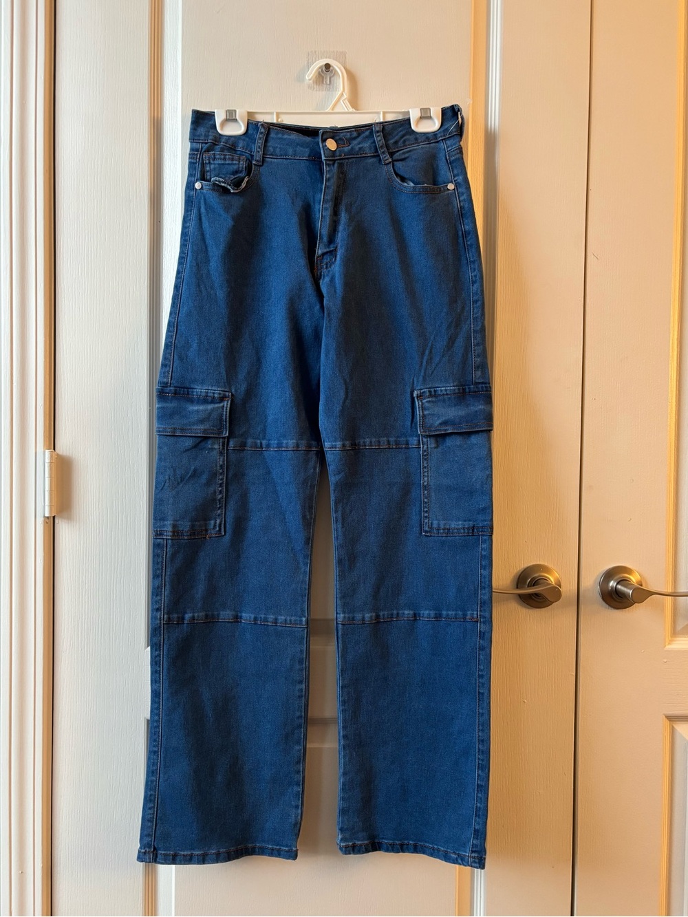 Dark Blue Denim Cargo Jeans